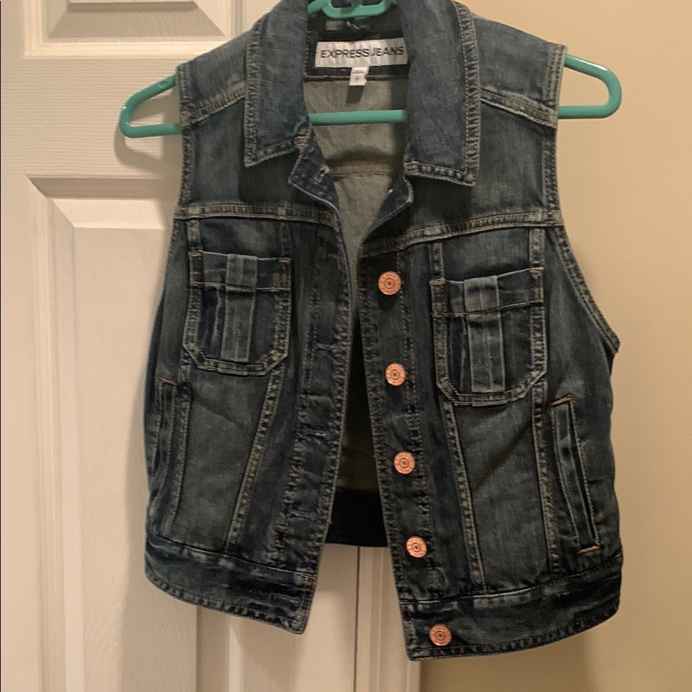 Express Denim Vest with Copper Buttons